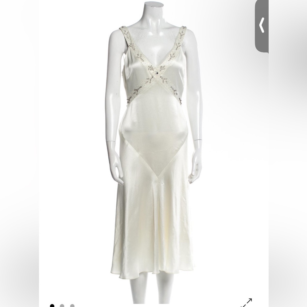 Vera Wang Cream Dress with Silver Accents